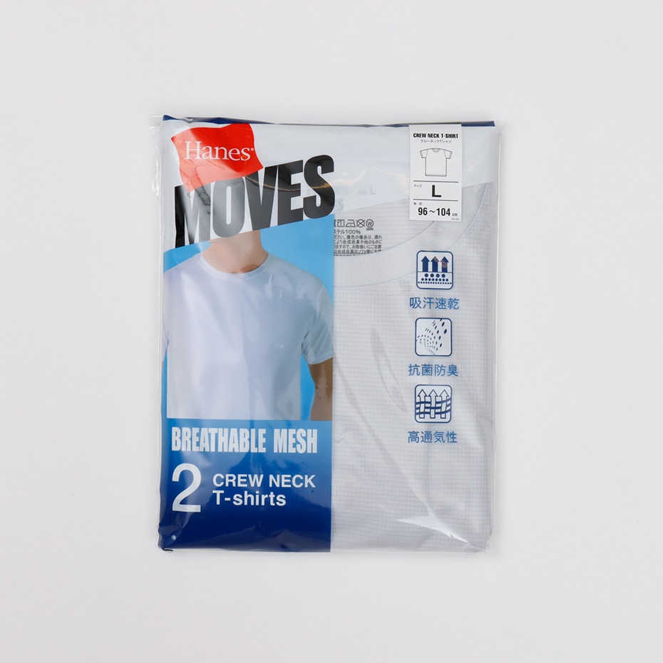 2P Hanes MOVES �X�N�G�A���b�V�� �N���[�l�b�NT�V���c 26SS �w�C���Y(HM1ED701)