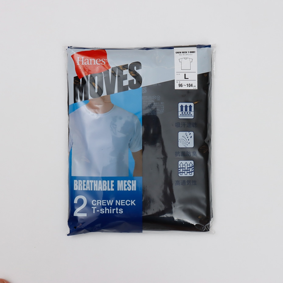 2P Hanes MOVES �X�N�G�A���b�V�� �N���[�l�b�NT�V���c 26SS �w�C���Y(HM1ED701)