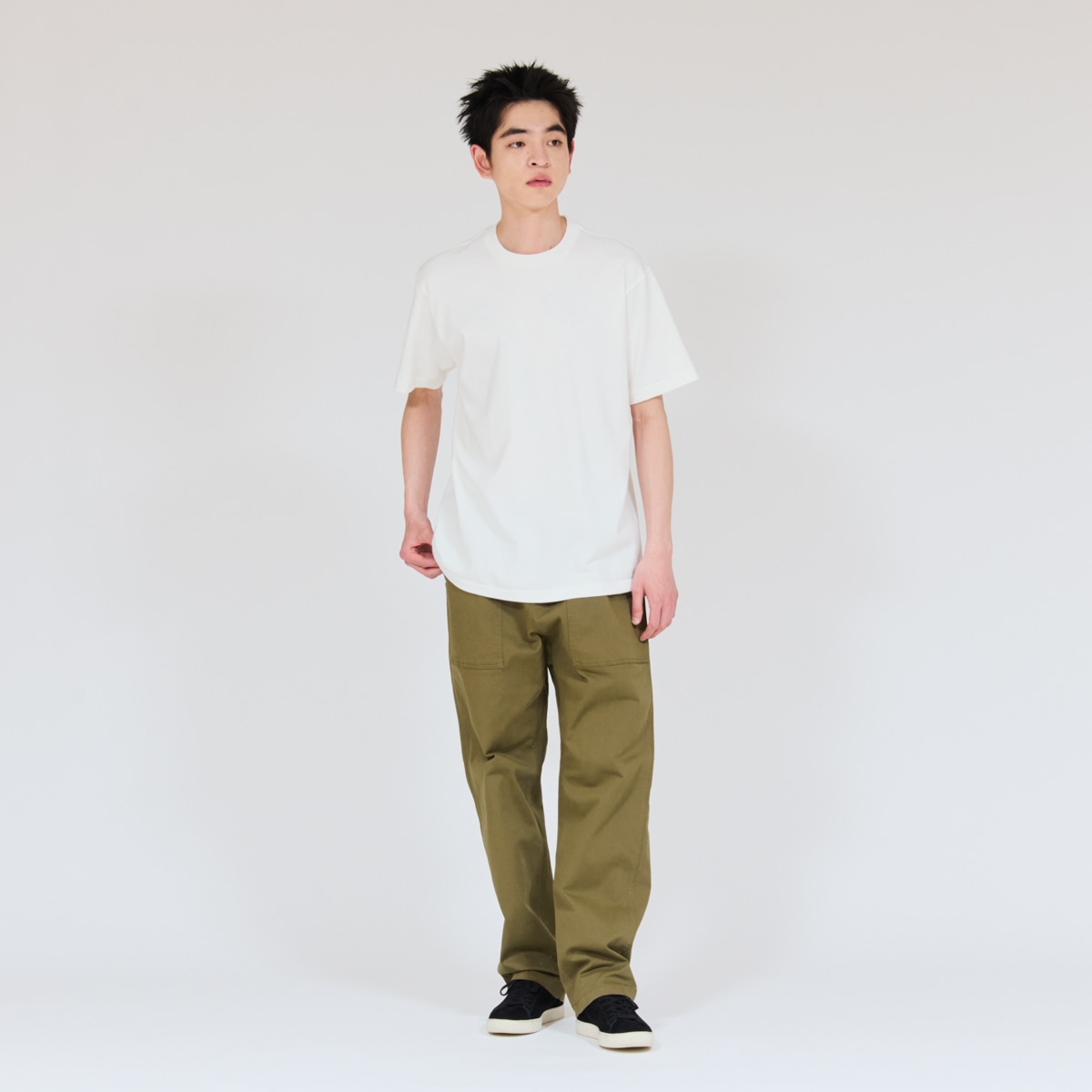 Hanes T-SHIRTS SHIRO �N���[�l�b�NT�V���c