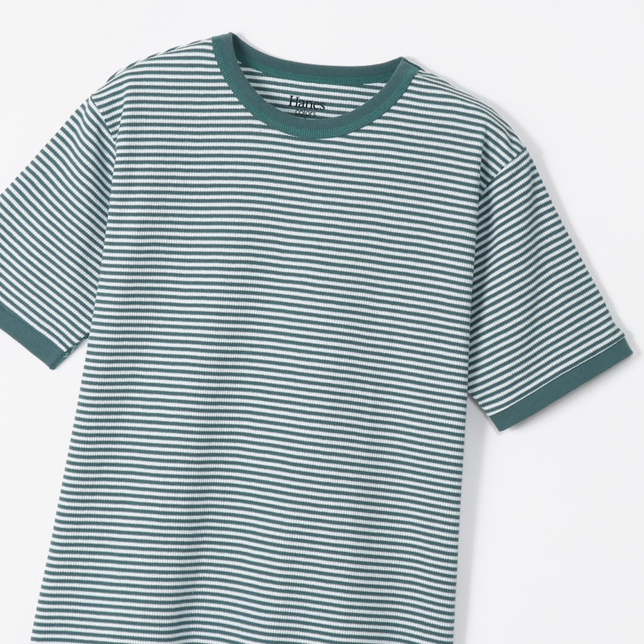 ボーダーワッフルTシャツ 20SS Hanes colors ヘインズ(HM1-R102)