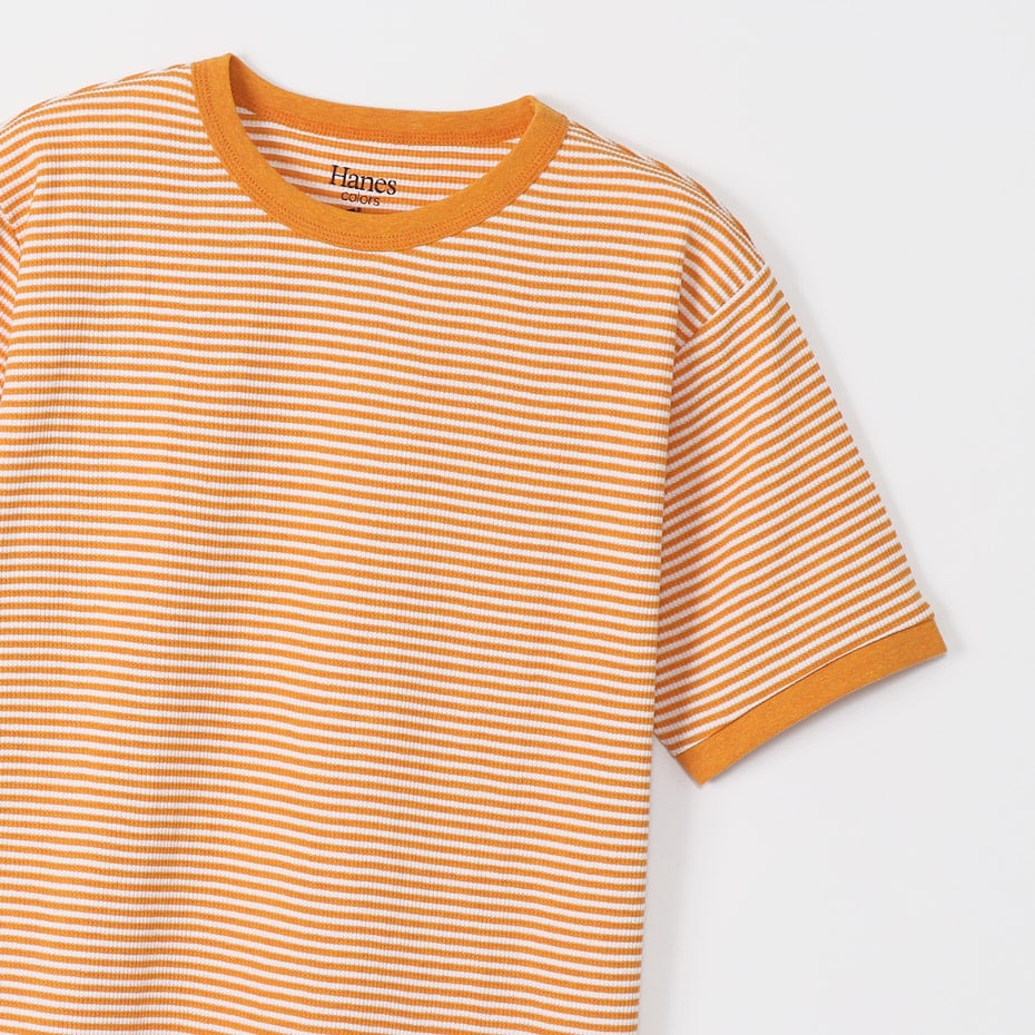 ボーダーワッフルTシャツ 20SS Hanes colors ヘインズ(HM1-R102)
