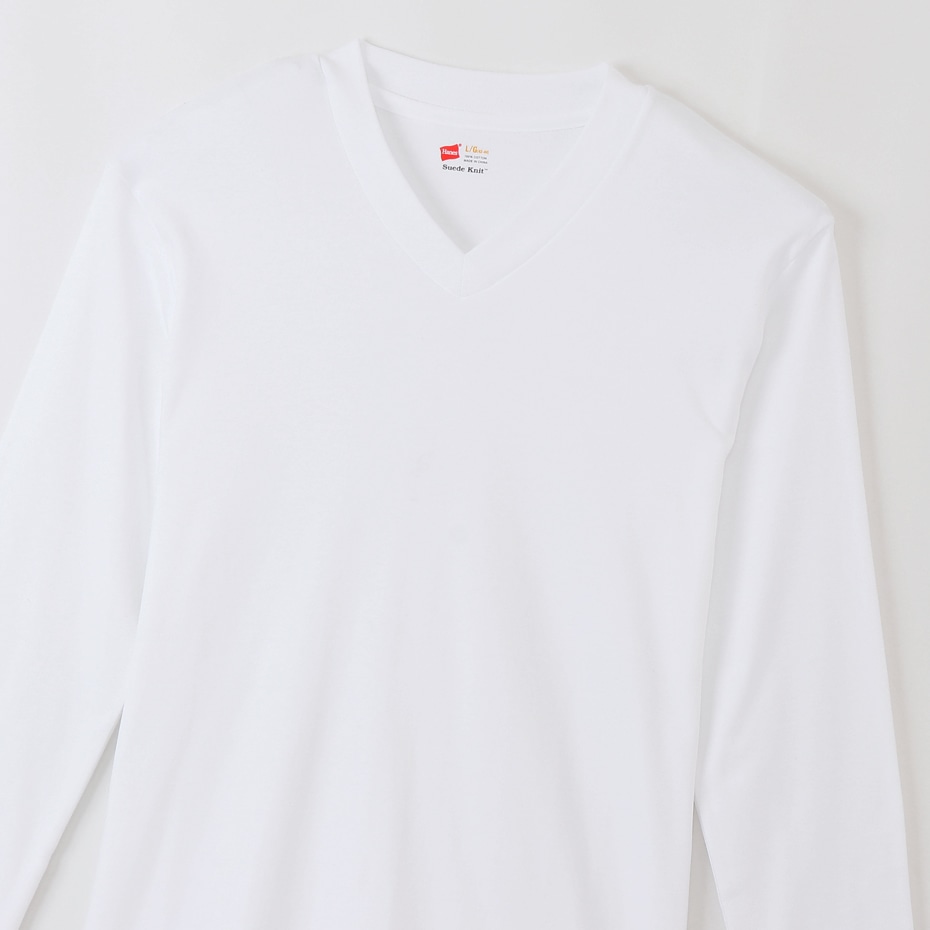 Vネック ロングスリーブTシャツ 18FW スエードニット ヘインズ(HM4-N503)