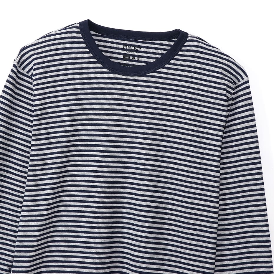 ボーダーワッフルロングスリーブ 19FW Hanes colors ヘインズ(HM4-Q102)