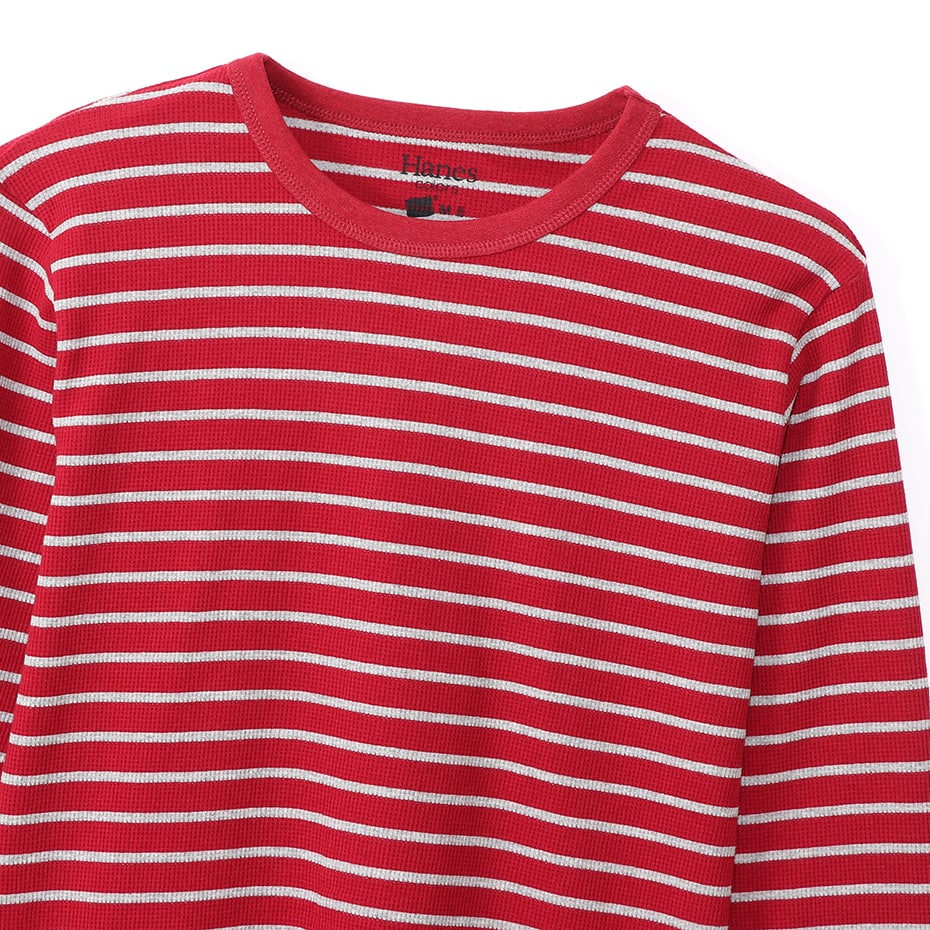ボーダーワッフルロングスリーブ 19FW Hanes colors ヘインズ(HM4-Q102)