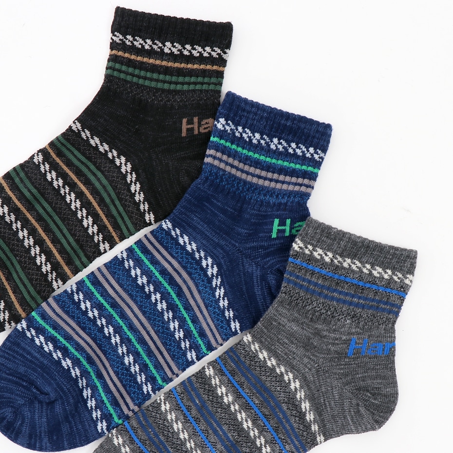 3足組 クォーターレングスソックス【ノンパイル】 19SS ヘインズ(HMSCK222S)