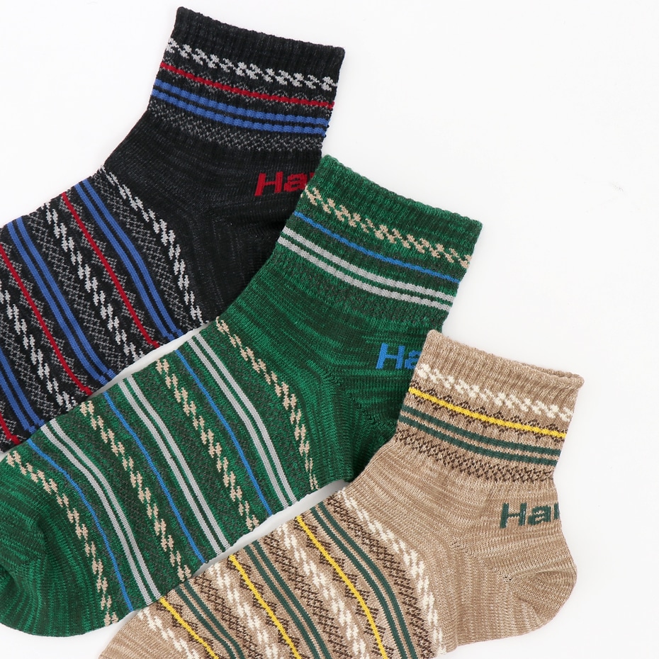 3足組 クォーターレングスソックス【ノンパイル】 18FW ヘインズ(HMSCK222S)
