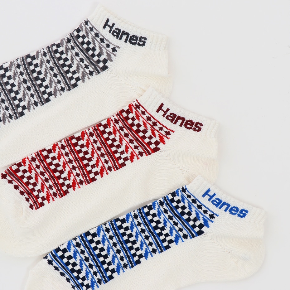 3足組 ショートレングスソックス 切替【ノンパイル】 19SS ヘインズ(HMSCK313S)