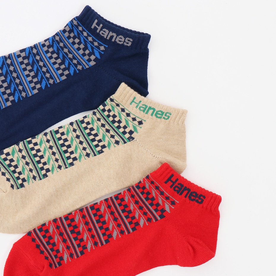 3足組 ショートレングスソックス 切替【ノンパイル】 18FW ヘインズ(HMSCK313S)