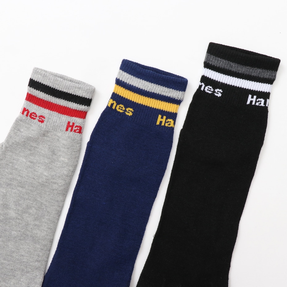 3足組 5本指ショートレングスソックス ライン【ノンパイル】 18FW ヘインズ(HMSCN203)