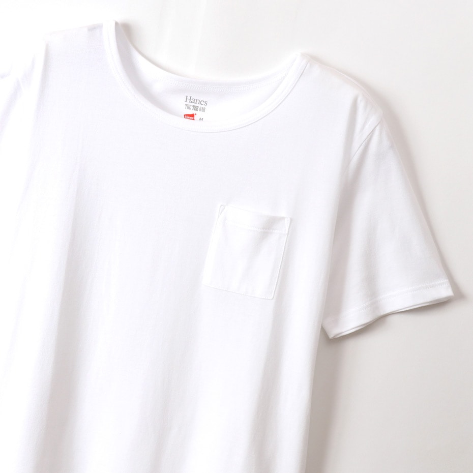 ウィメンズ クロップド ポケットTシャツ 20SS Hanes THE TEE BAR ヘインズ(HW1-R204)