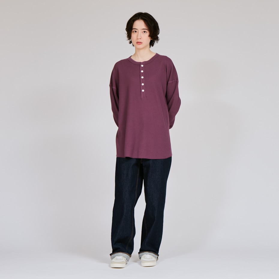 Hanes originals ワッフルヘンリーネックロングスリーブTシャツ 25FW ヘインズ(HW4-C104)