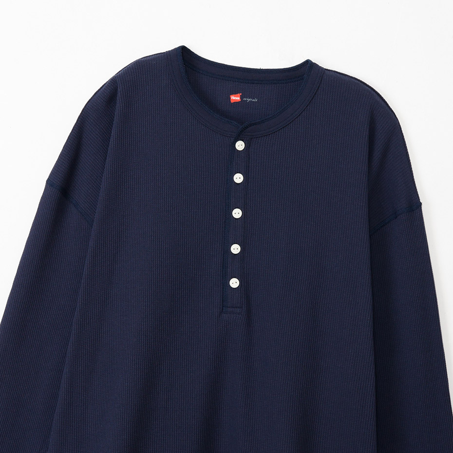 Hanes originals ワッフルヘンリーネックロングスリーブTシャツ 25FW ヘインズ(HW4-C104)