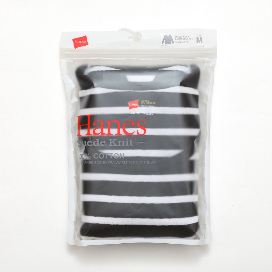 ウィメンズ クルーネックロングスリーブTシャツ 18FW スエードニット ヘインズ(HW4-N503)