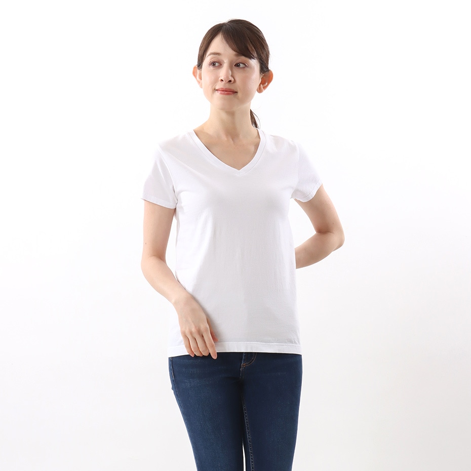 ウィメンズ ジャパンフィット【2枚組】VネックTシャツ 5.3oz 19FW Japan Fit for HER ヘインズ(HW5325)