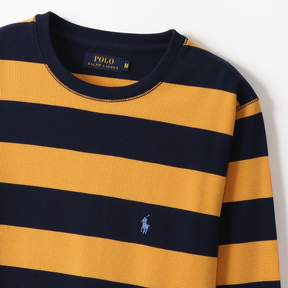 ラグビー ストライプ ロングスリーブ ワッフルTシャツ ポロ ラルフ ローレン(RM8-N302)