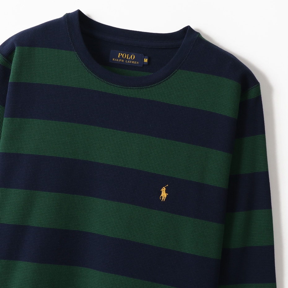ラグビー ストライプ ロングスリーブ ワッフルTシャツ ポロ ラルフ ローレン(RM8-N302)