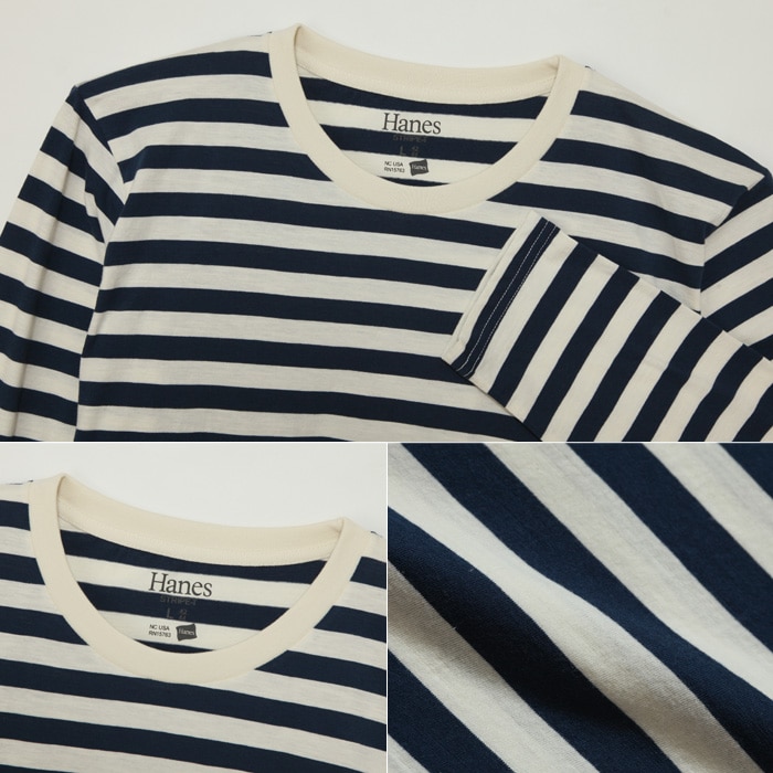 ボーダーロングスリーブTシャツ 15FW ヘインズカジュアル ヘインズ(H3-C402)