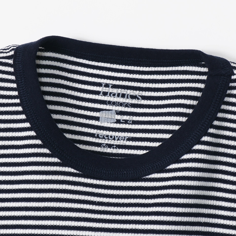 ボーダーワッフルTシャツ 20SS Hanes colors ヘインズ(HM1-R102)