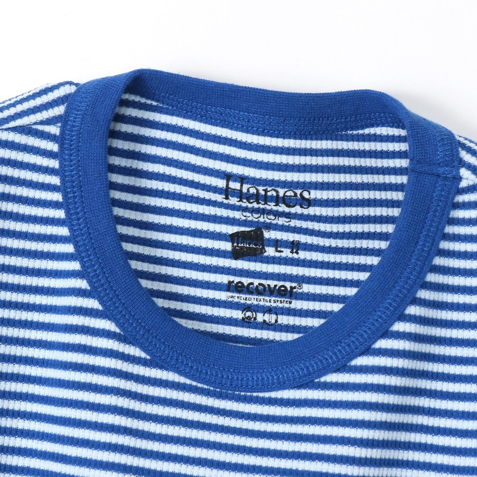 ボーダーワッフルTシャツ 20SS Hanes colors ヘインズ(HM1-R102)