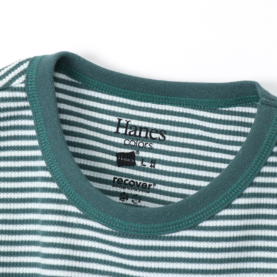 ボーダーワッフルTシャツ 20SS Hanes colors ヘインズ(HM1-R102)