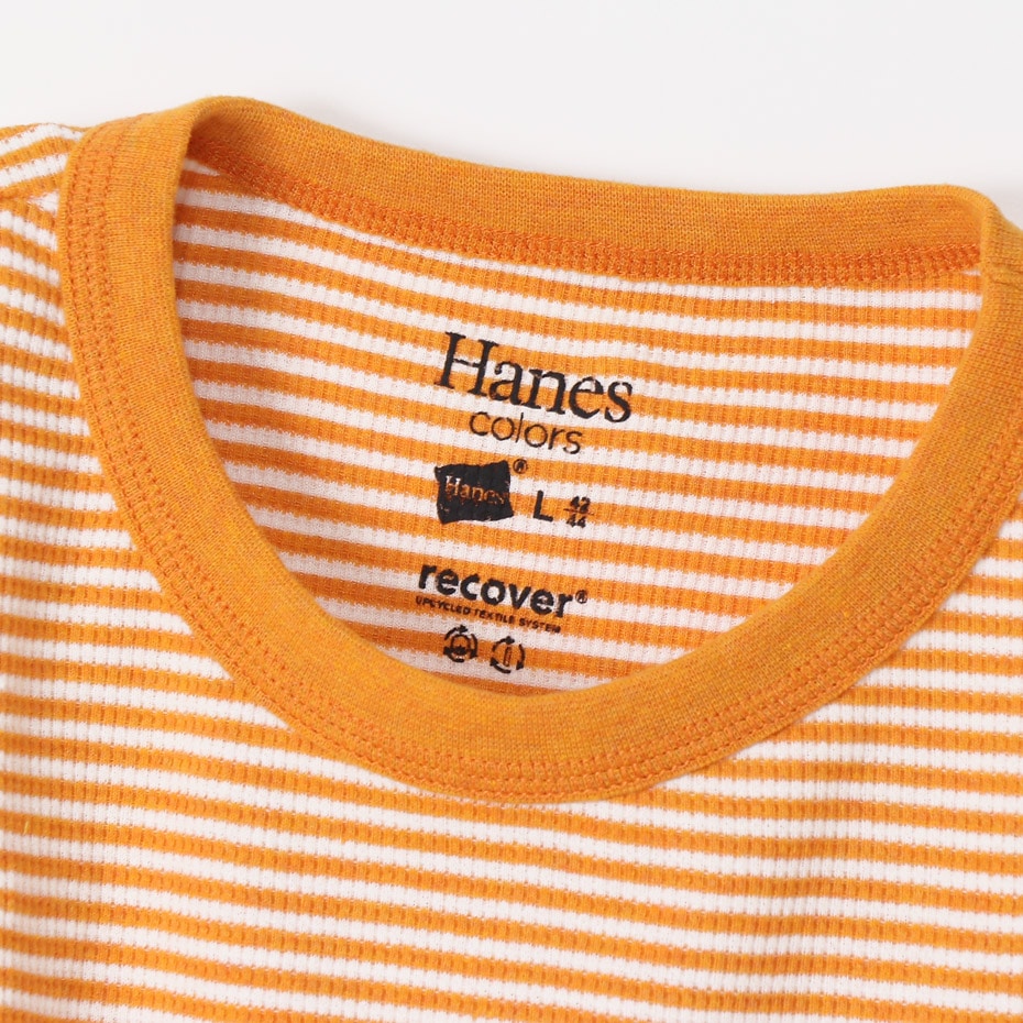 ボーダーワッフルTシャツ 20SS Hanes colors ヘインズ(HM1-R102)