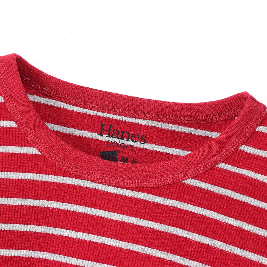 ボーダーワッフルロングスリーブ 19FW Hanes colors ヘインズ(HM4-Q102)