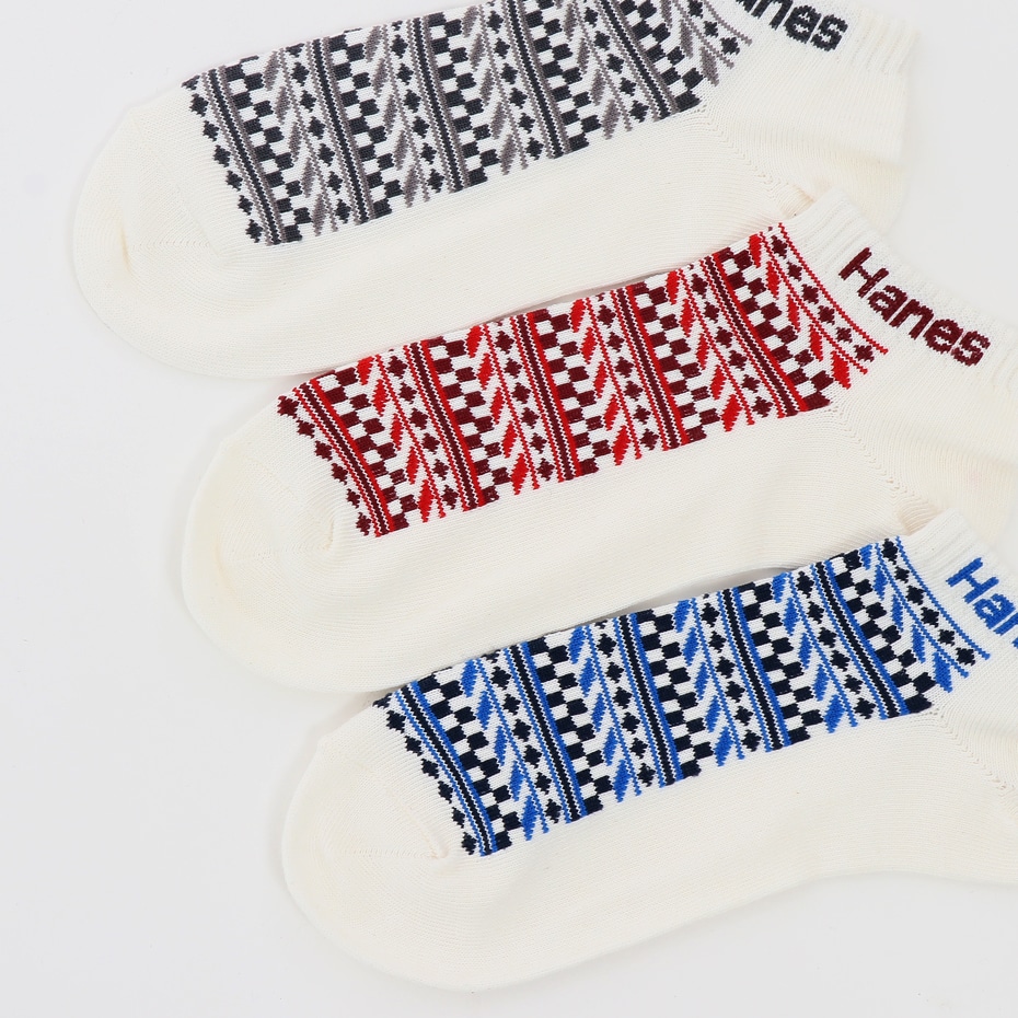 3足組 ショートレングスソックス 切替【ノンパイル】 19SS ヘインズ(HMSCK313S)