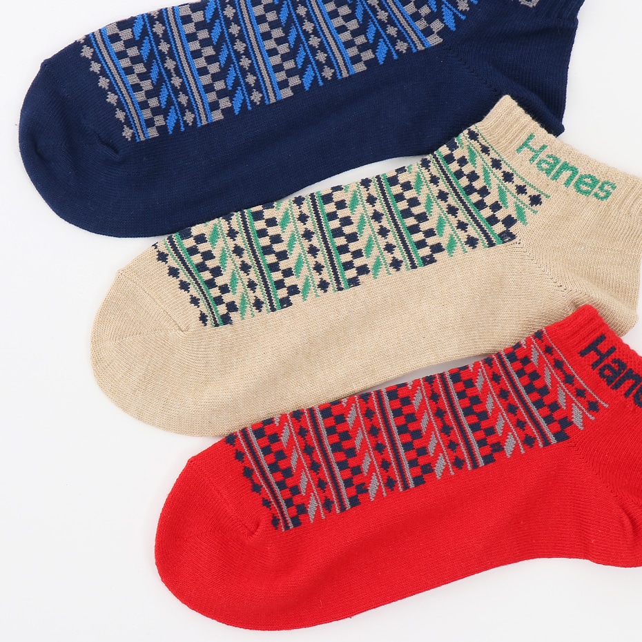 3足組 ショートレングスソックス 切替【ノンパイル】 18FW ヘインズ(HMSCK313S)