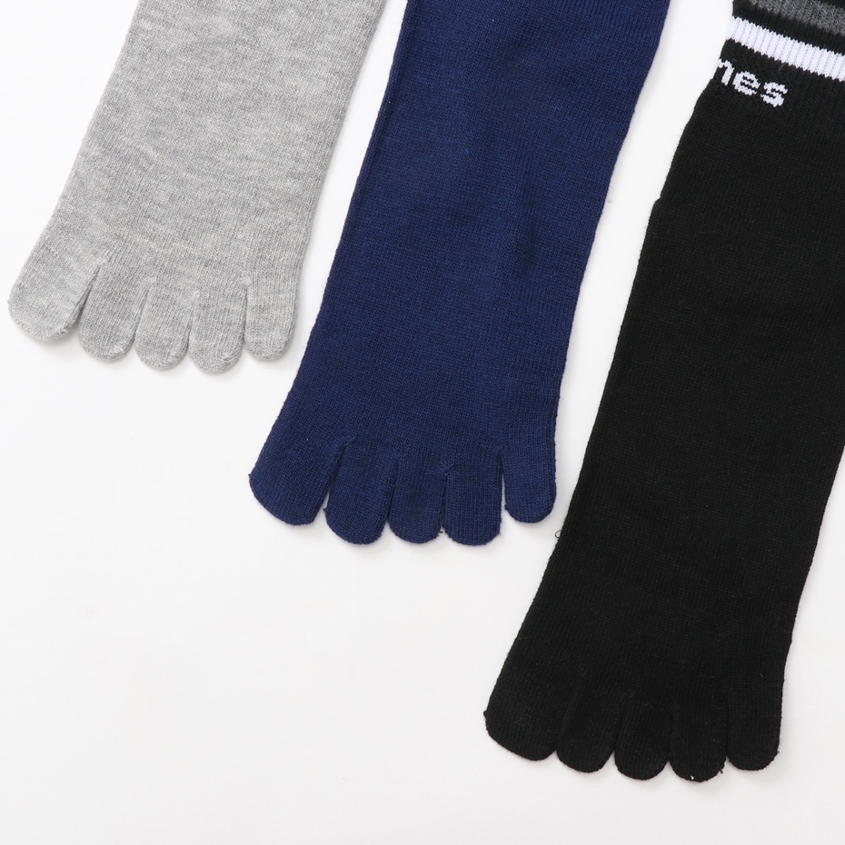 3足組 5本指ショートレングスソックス ライン【ノンパイル】 18FW ヘインズ(HMSCN203)