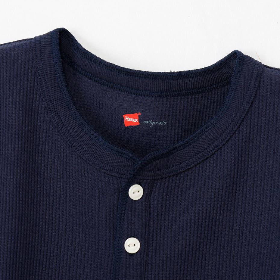 Hanes originals ワッフルヘンリーネックロングスリーブTシャツ 25FW ヘインズ(HW4-C104)