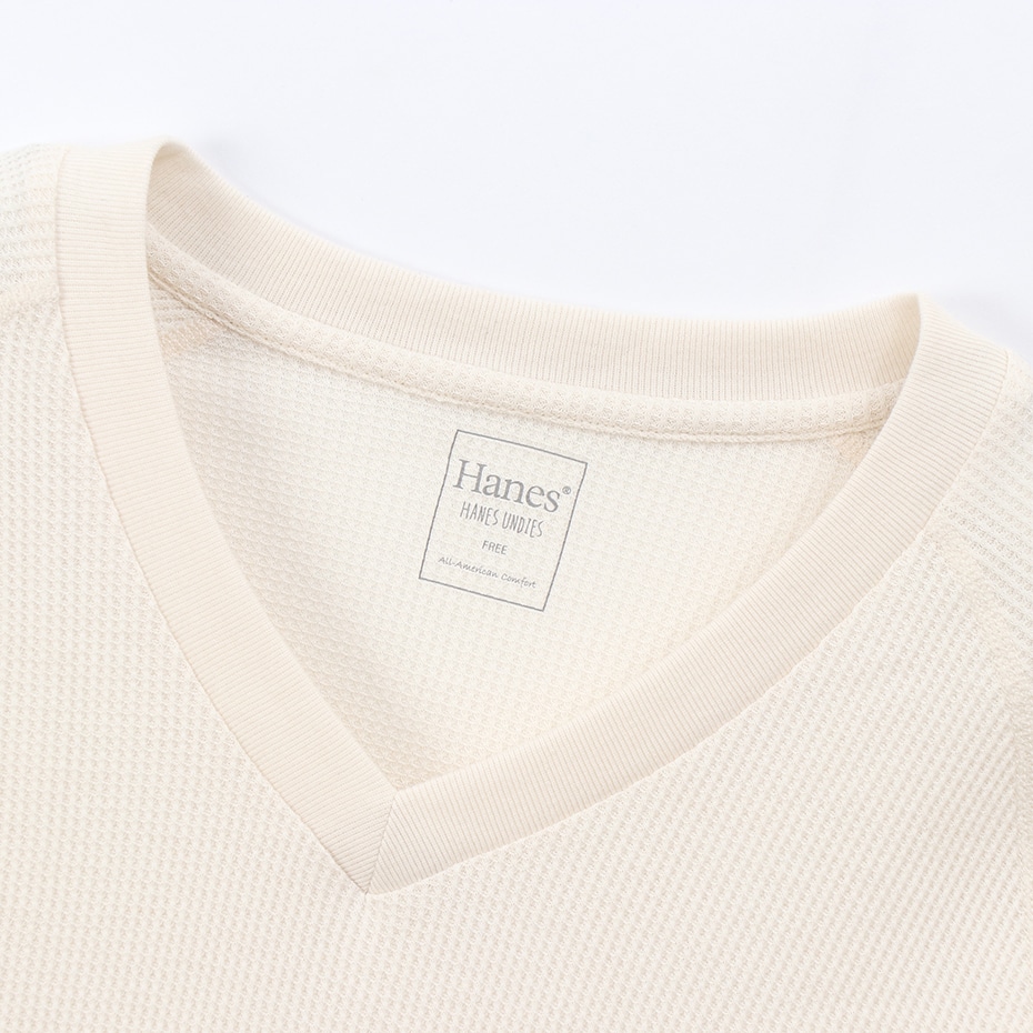ウィメンズ サーマル VネックTシャツ 19FW Hanes Undies ヘインズ(HW4-Q502)