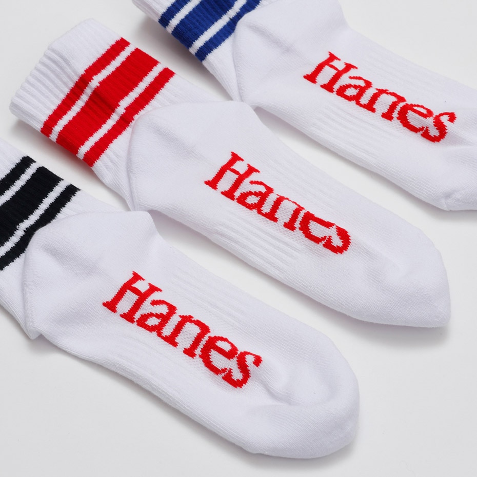 3足組 Hanes originals クォーターレングスソックス 25FW ヘインズ(HBSCC201)