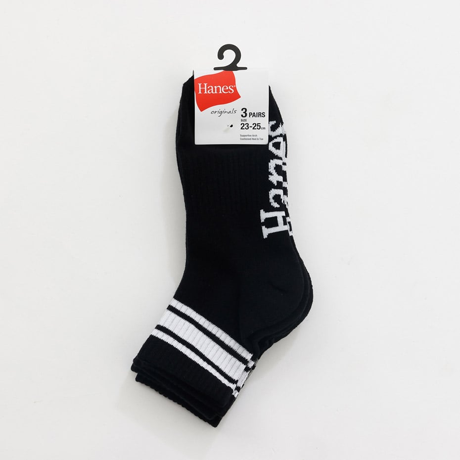 3足組 Hanes originals クォーターレングスソックス 25FW ヘインズ(HMSCC201)