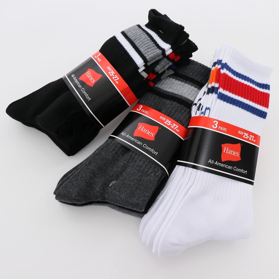 3足組 フルレングスソックス ライン【ノンパイル】 18FW ヘインズ(HMSCK009S)