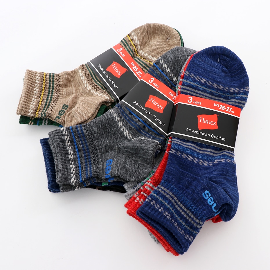 3足組 クォーターレングスソックス【ノンパイル】 19SS ヘインズ(HMSCK222S)