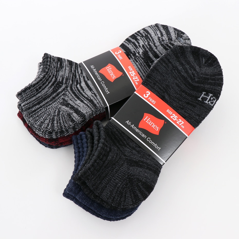 3足組スニーカーインソックス【ハーフパイル】 18FW ヘインズ(HMSCN401)