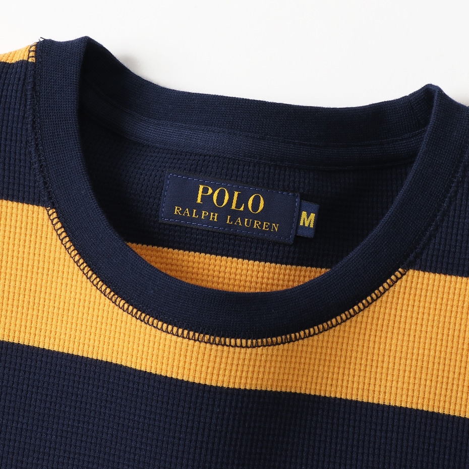 ラグビー ストライプ ロングスリーブ ワッフルTシャツ ポロ ラルフ ローレン(RM8-N302)