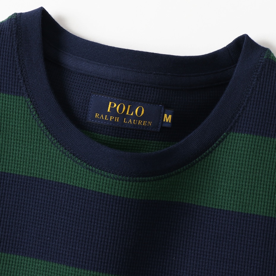 ラグビー ストライプ ロングスリーブ ワッフルTシャツ ポロ ラルフ ローレン(RM8-N302)