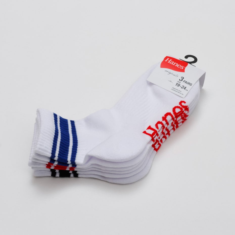 3足組 Hanes originals クォーターレングスソックス 25FW ヘインズ(HBSCC201)