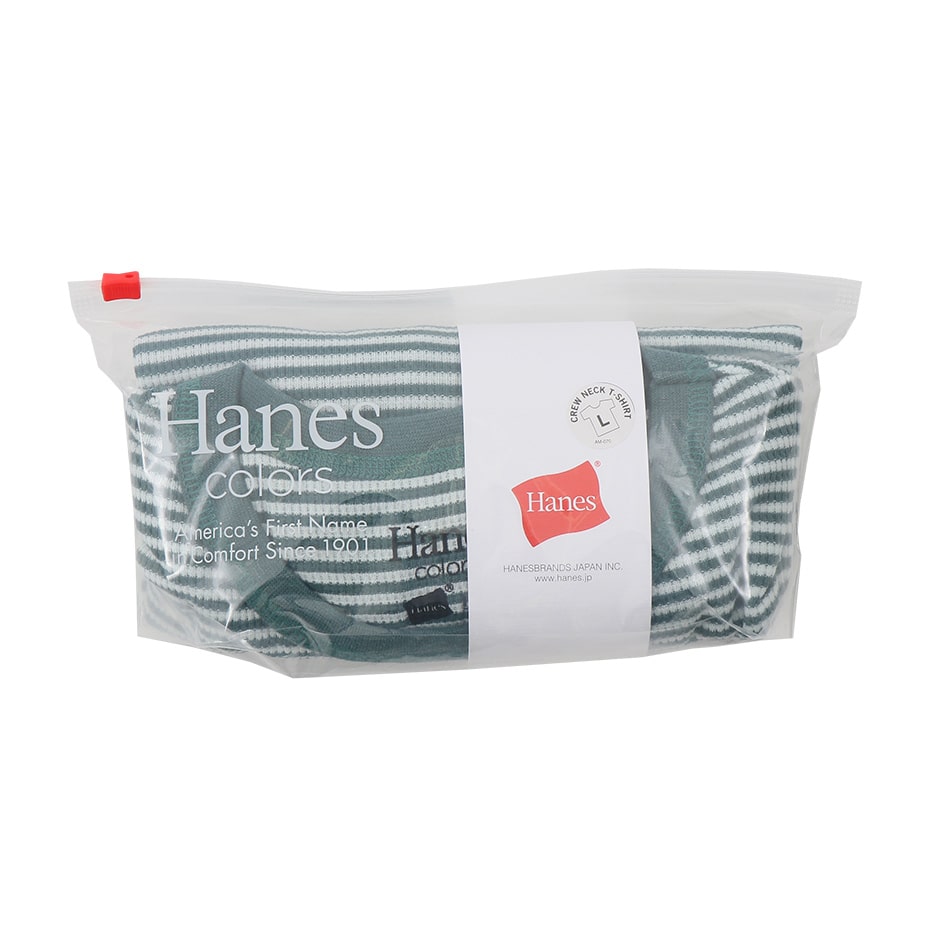 ボーダーワッフルTシャツ 20SS Hanes colors ヘインズ(HM1-R102)