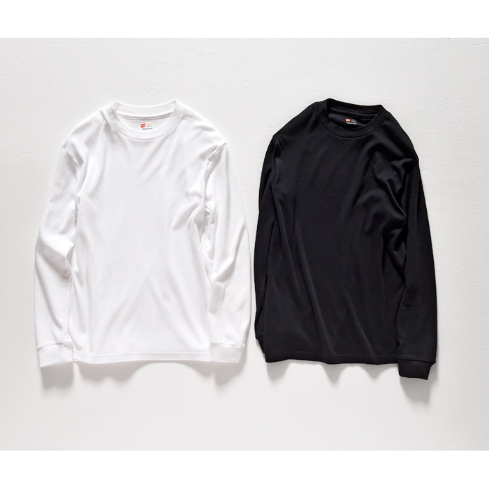 クルーネックロングスリーブTシャツ 18FW スエードニット ヘインズ(HM4-L501)