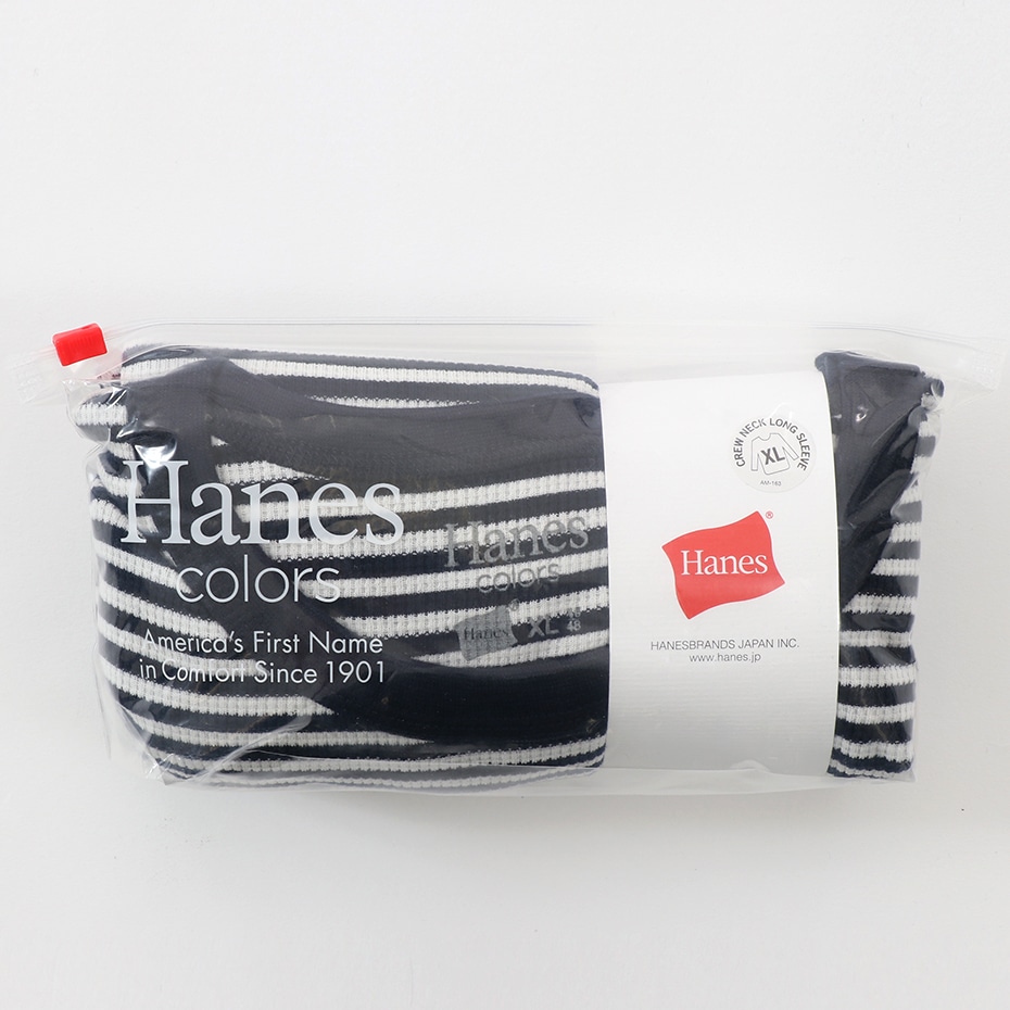 ボーダーワッフルロングスリーブ Hanes colors ヘインズ(HM4-Q102)