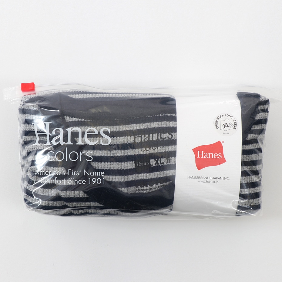 ボーダーワッフルロングスリーブ 19FW Hanes colors ヘインズ(HM4-Q102)
