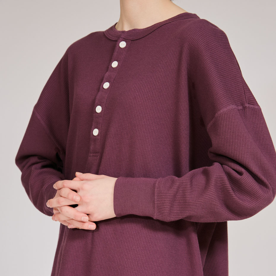 Hanes originals ワッフルヘンリーネックロングスリーブTシャツ 25FW ヘインズ(HW4-C104)