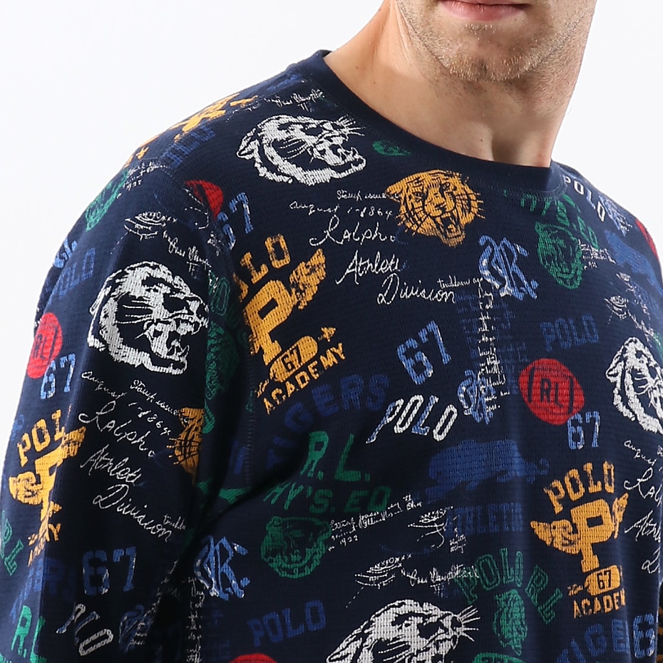 プリント ロングスリーブ ワッフルTシャツ 20FW ポロ ラルフ ローレン(RM8-S304)