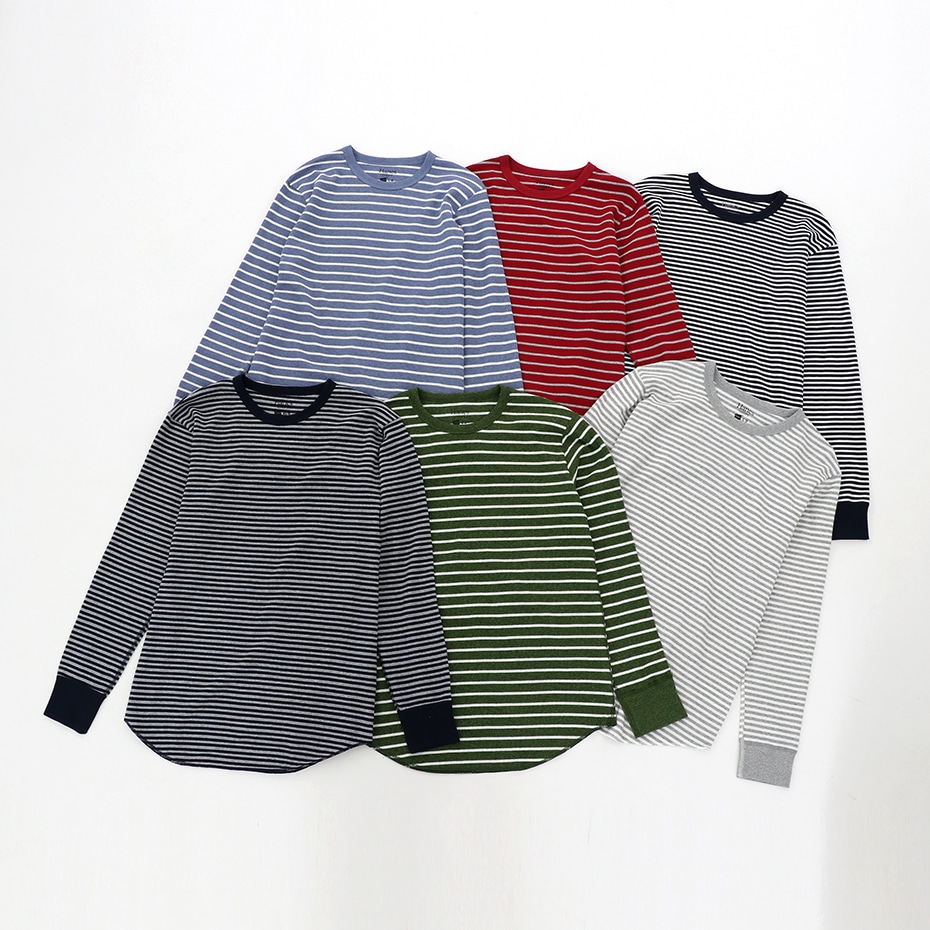 ボーダーワッフルロングスリーブ 19FW Hanes colors ヘインズ(HM4-Q102)