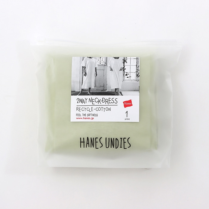 <OUTLET>リサイクルコットン2wayネックドレス HANES UNDIES ヘインズ(HW1-V305)
