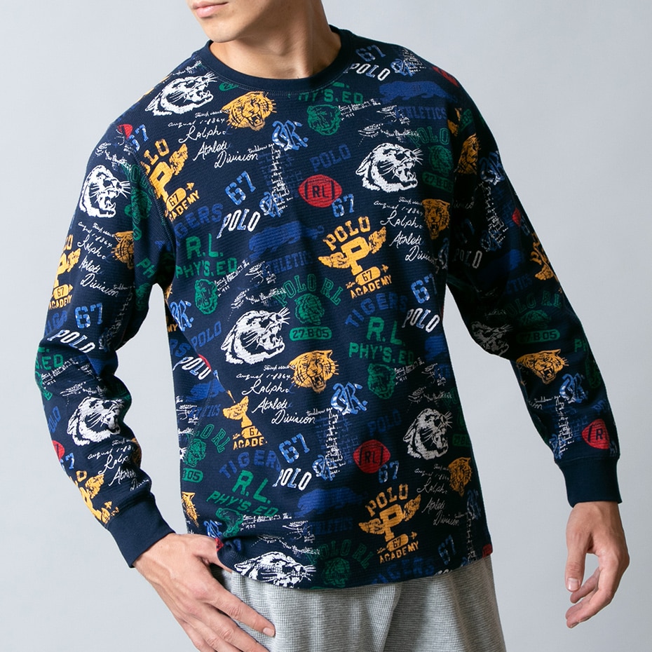 プリント ロングスリーブ ワッフルTシャツ 20FW ポロ ラルフ ローレン(RM8-S304)