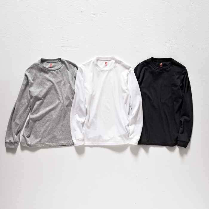 ヘインズ プレミアム クルーネックロングスリーブTシャツ 17FW PREMIUM ヘインズ(HM4-L001)