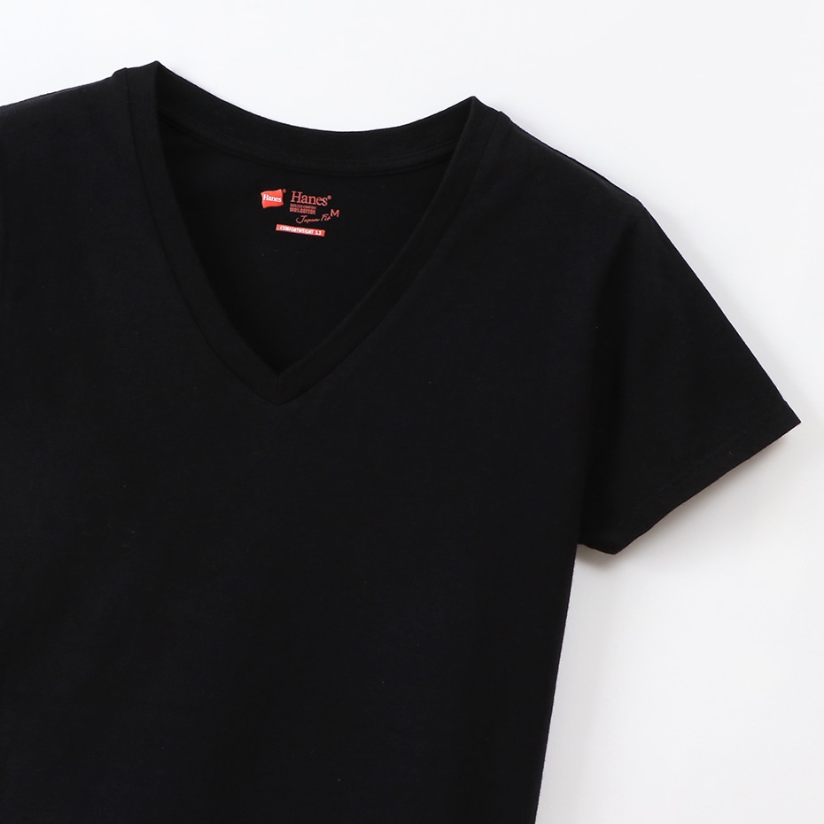 ウィメンズ ジャパンフィット【2枚組】VネックTシャツ 5.3oz 19FW Japan Fit for HER ヘインズ(HW5325)